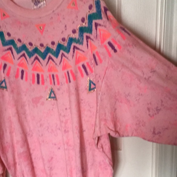 Vikki's Designs Vintage Cotton Top Long Sleeve Pink Hand Painted - Picture 11 of 11